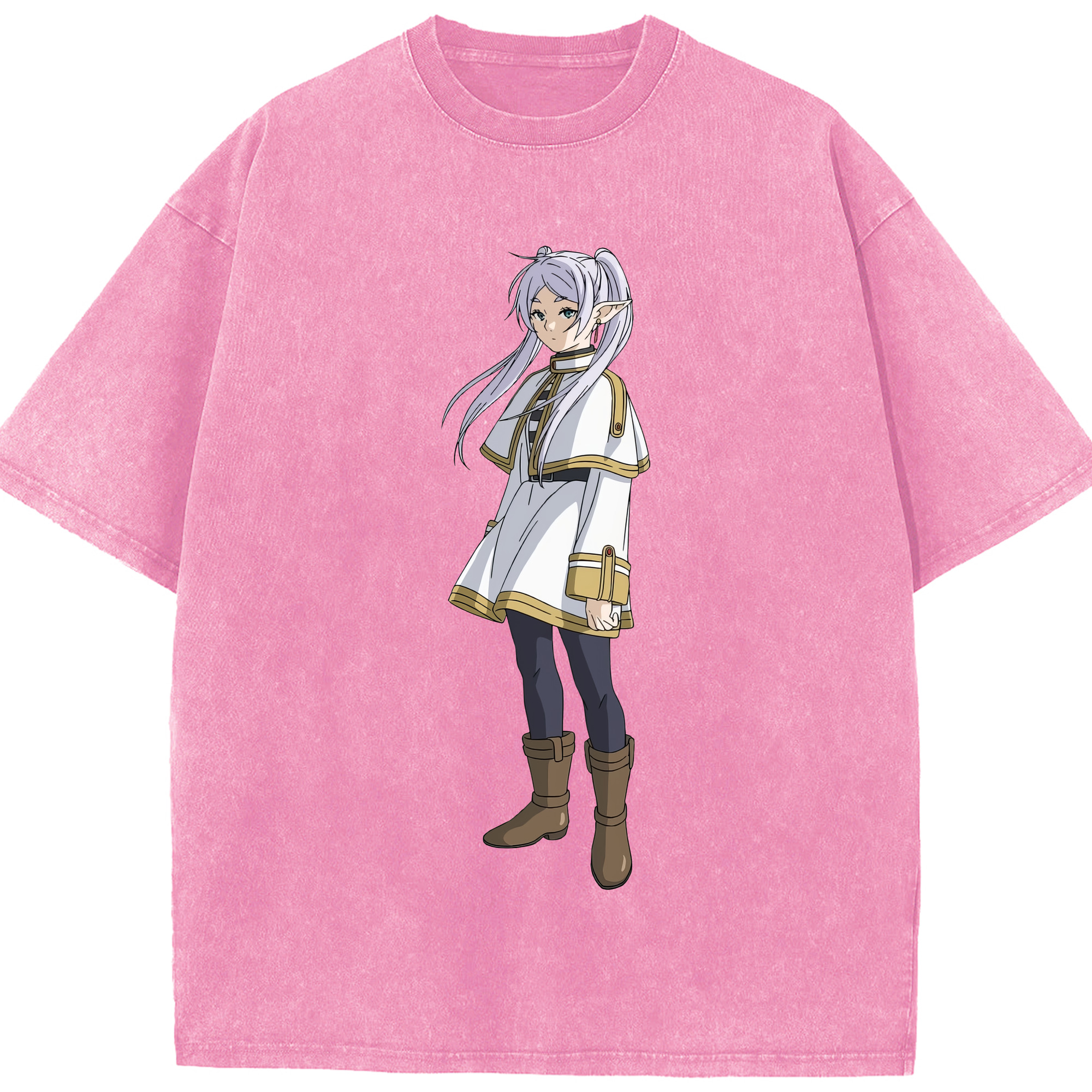 （画像用） 葬送のフリーレン Frieren 綿100% ヴィンテージ風 半袖Tシャツ（フロントプリント）